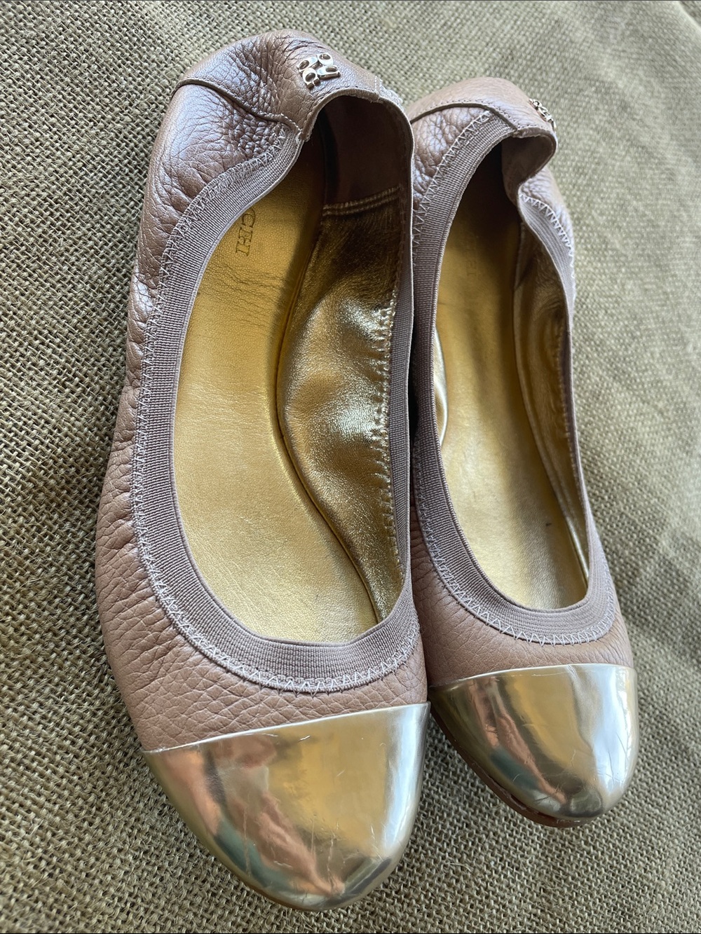 Coach Dalia Ballet flats with Metallic Gold  Toe Caps